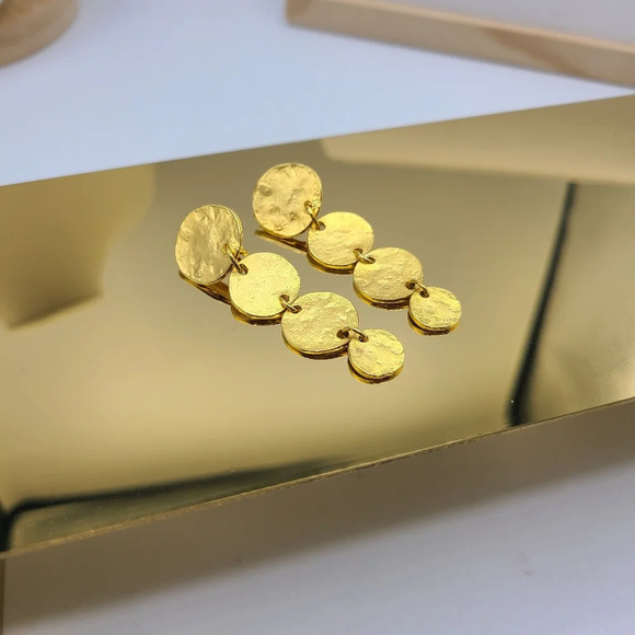 Kenneth Lane Goldtone Coin Drop Clip On Earrings - Picture 3 of 8